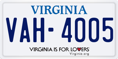 VA license plate VAH4005