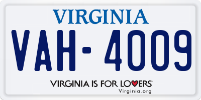 VA license plate VAH4009