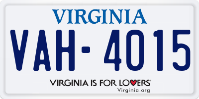 VA license plate VAH4015