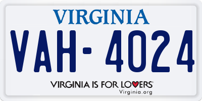 VA license plate VAH4024