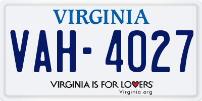 VA license plate VAH4027