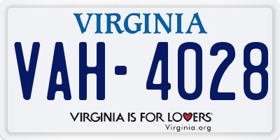 VA license plate VAH4028
