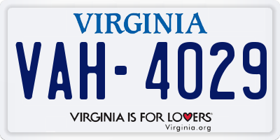 VA license plate VAH4029