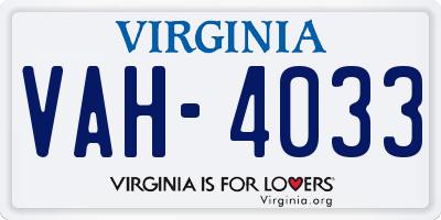 VA license plate VAH4033