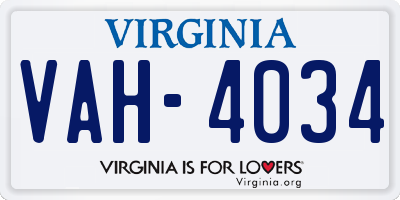 VA license plate VAH4034