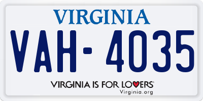 VA license plate VAH4035
