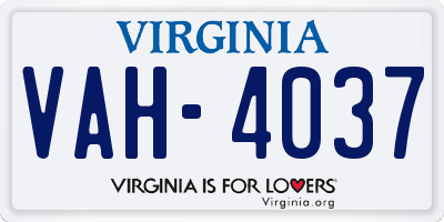 VA license plate VAH4037