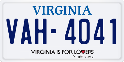 VA license plate VAH4041