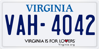 VA license plate VAH4042
