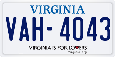 VA license plate VAH4043