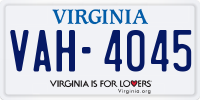 VA license plate VAH4045