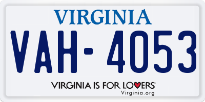 VA license plate VAH4053