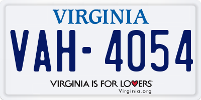 VA license plate VAH4054