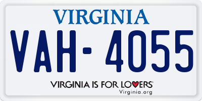 VA license plate VAH4055