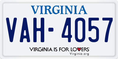 VA license plate VAH4057