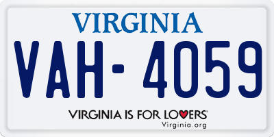 VA license plate VAH4059
