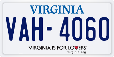 VA license plate VAH4060