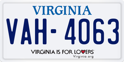 VA license plate VAH4063