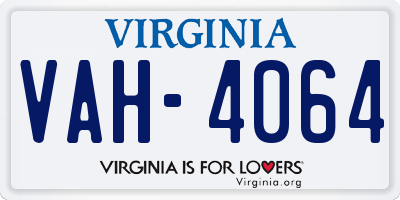 VA license plate VAH4064