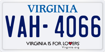 VA license plate VAH4066