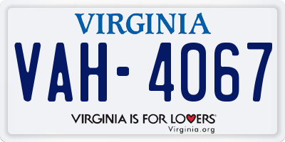 VA license plate VAH4067