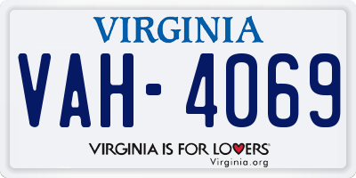 VA license plate VAH4069