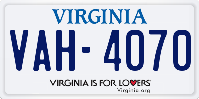 VA license plate VAH4070