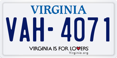 VA license plate VAH4071