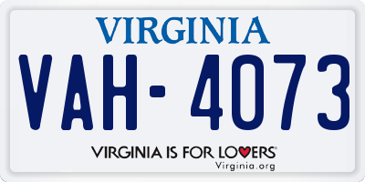 VA license plate VAH4073