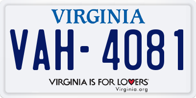 VA license plate VAH4081