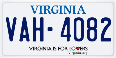 VA license plate VAH4082