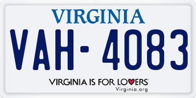 VA license plate VAH4083