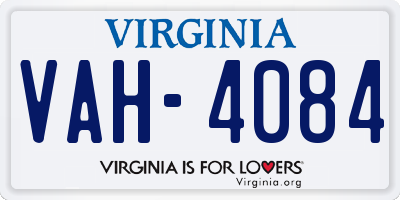 VA license plate VAH4084