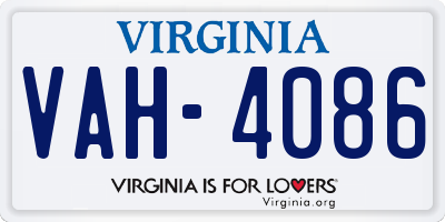 VA license plate VAH4086