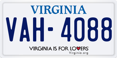 VA license plate VAH4088