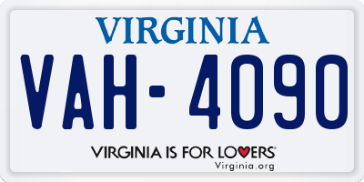 VA license plate VAH4090