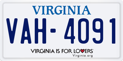 VA license plate VAH4091