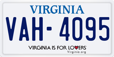 VA license plate VAH4095