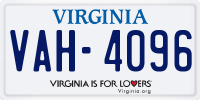 VA license plate VAH4096