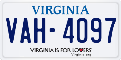 VA license plate VAH4097
