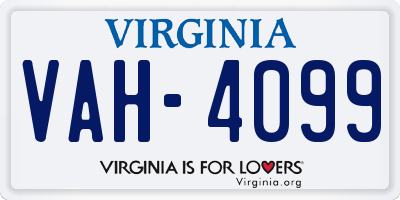 VA license plate VAH4099