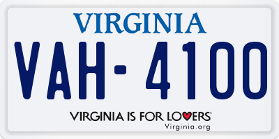 VA license plate VAH4100