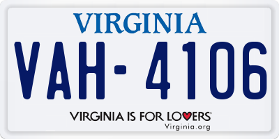 VA license plate VAH4106