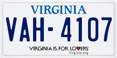VA license plate VAH4107