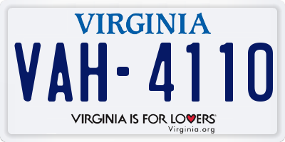 VA license plate VAH4110