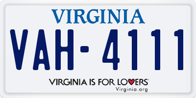 VA license plate VAH4111