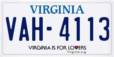 VA license plate VAH4113