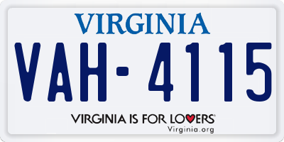 VA license plate VAH4115