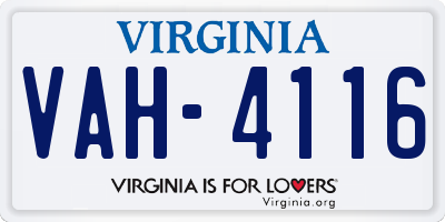 VA license plate VAH4116