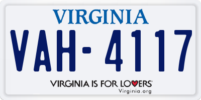 VA license plate VAH4117